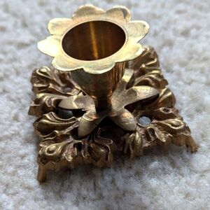 Elegant Brass Gold Single Candle Holder With Intricate Design